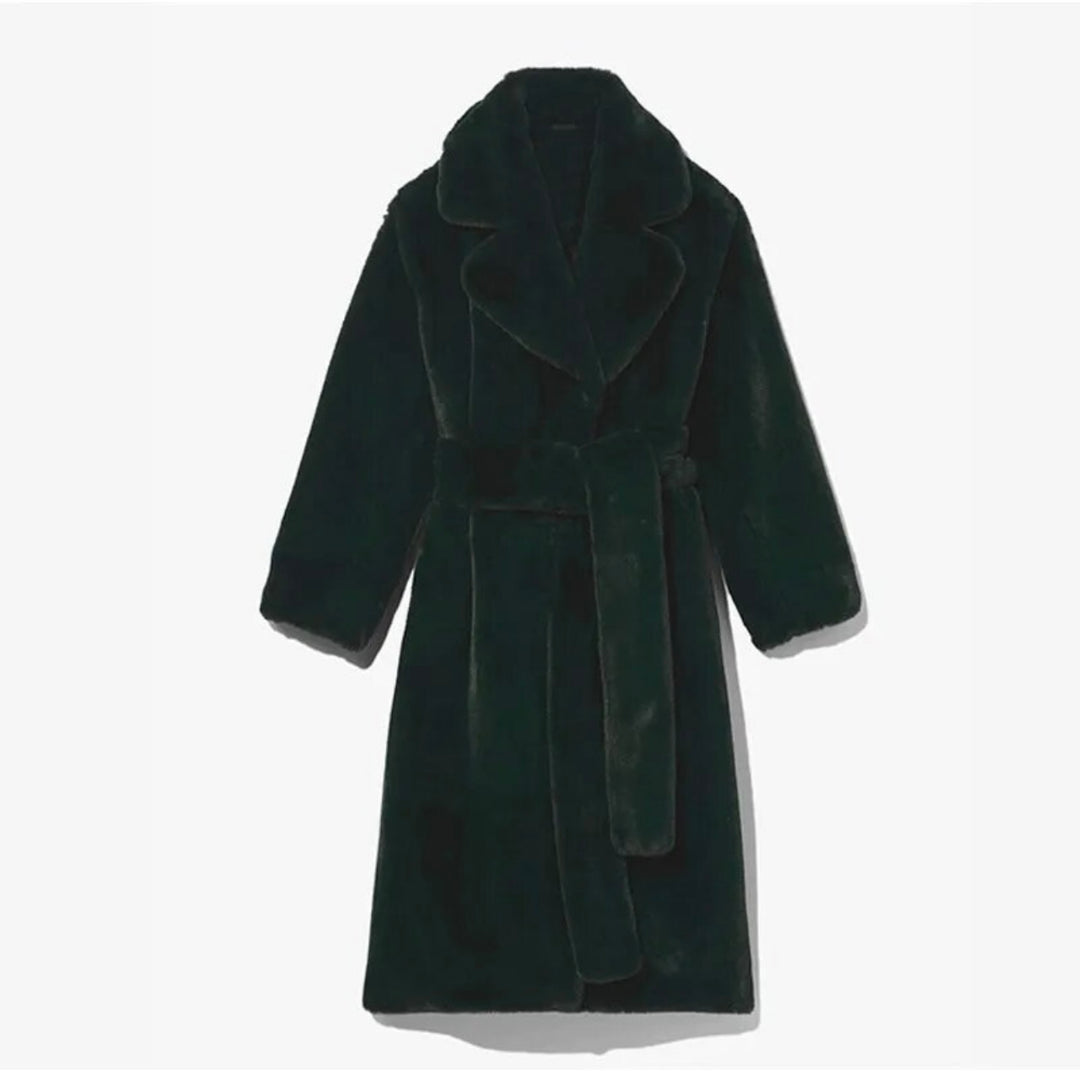 Emerald green fur coat on sale